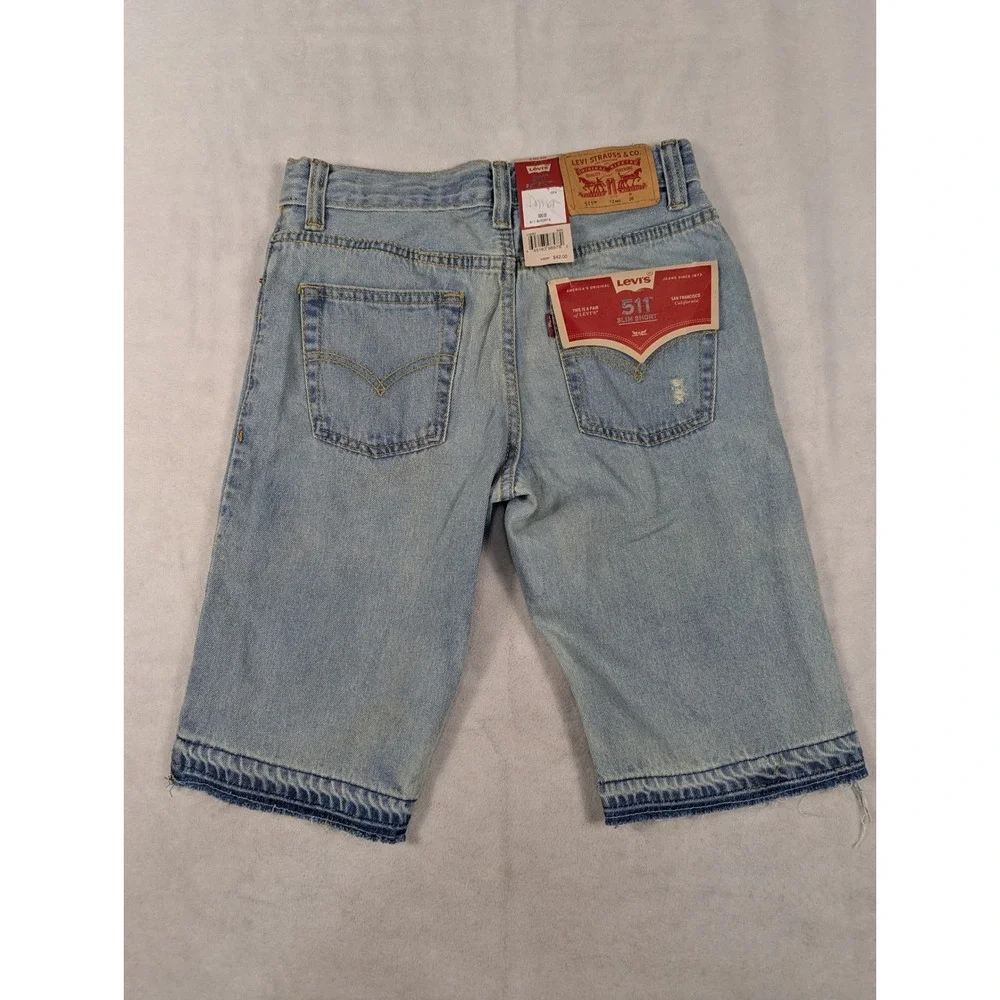 NEW Levi's‎ 511 Slim Shorts Kids Light Blue Denim Bermuda Shorts Size 12 (26)